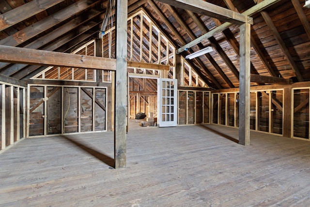 view of unfinished attic