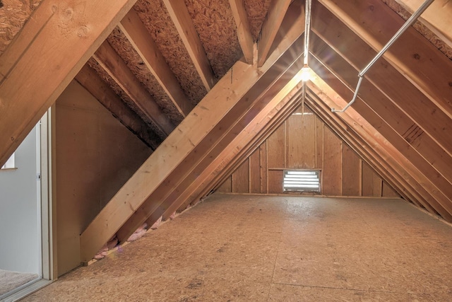 view of unfinished attic