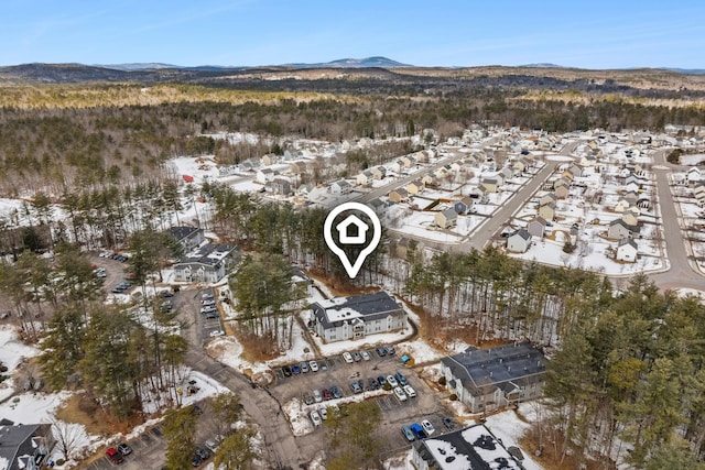 birds eye view of property featuring a mountain view and a residential view