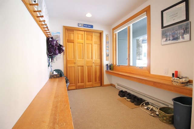 interior space featuring recessed lighting and carpet floors