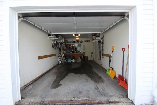 garage with a garage door opener