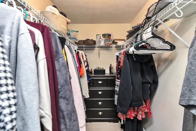 walk in closet featuring carpet