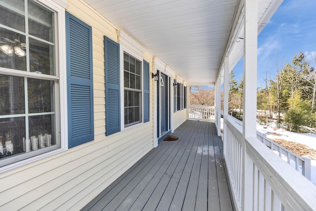 deck featuring a porch