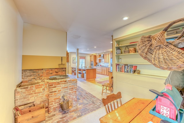 dining space with recessed lighting