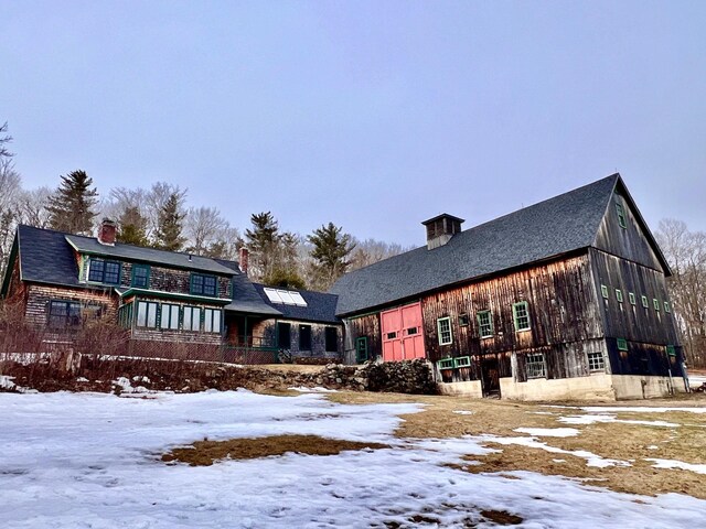 exterior space with a barn