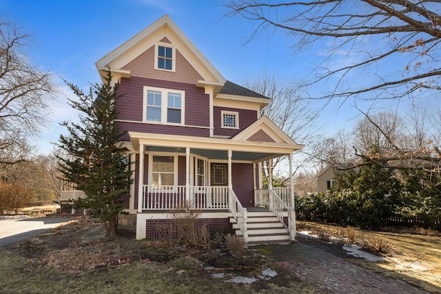 view of front of home featuring covered porch