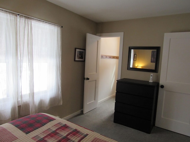 bedroom featuring baseboards and carpet