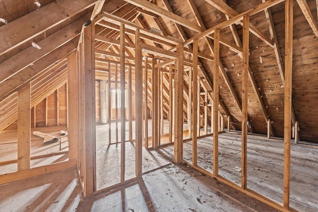 view of unfinished attic