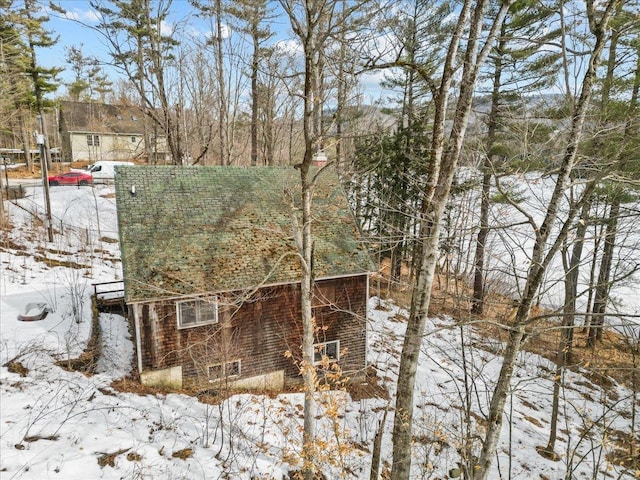 view of snow covered exterior