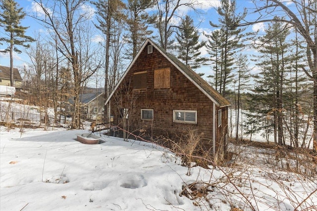 view of snowy exterior