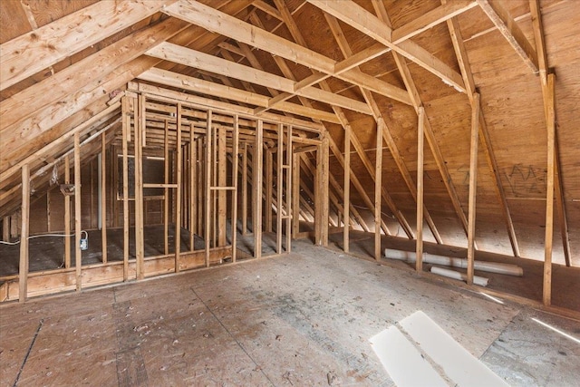 view of unfinished attic