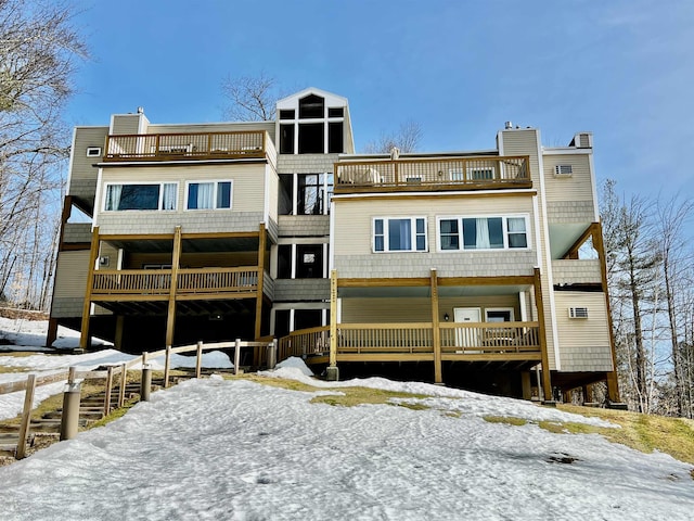 view of snow covered property