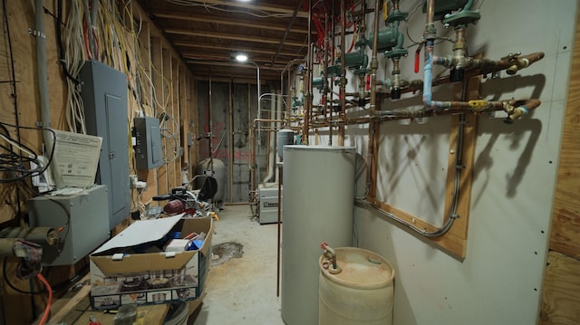 utilities featuring gas water heater and electric panel