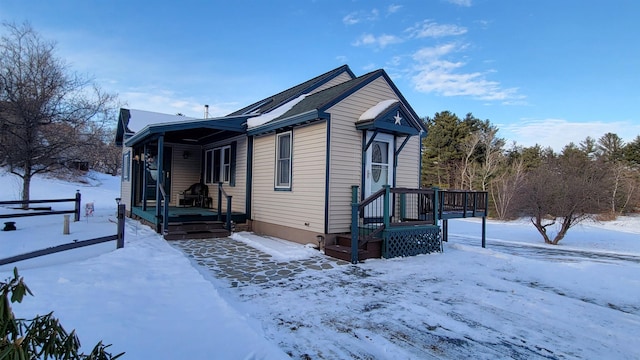 view of snow covered exterior