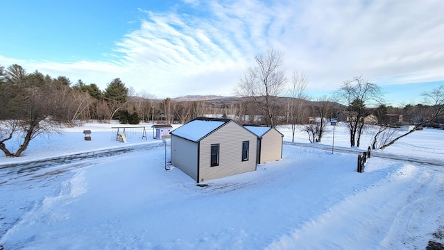 exterior space with an outbuilding