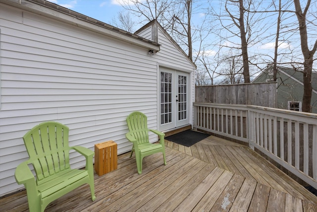 wooden terrace with french doors