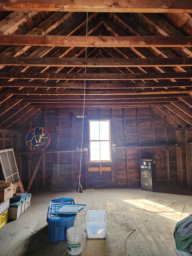 view of unfinished attic