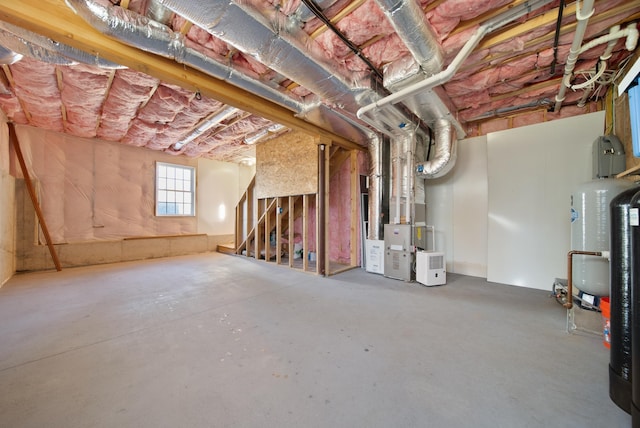 basement featuring heating unit