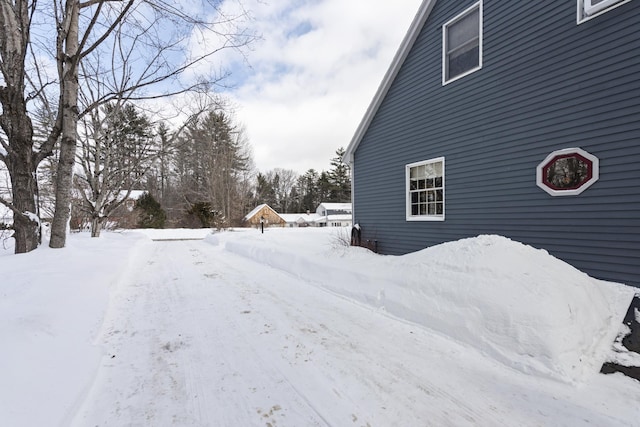 view of snow covered exterior