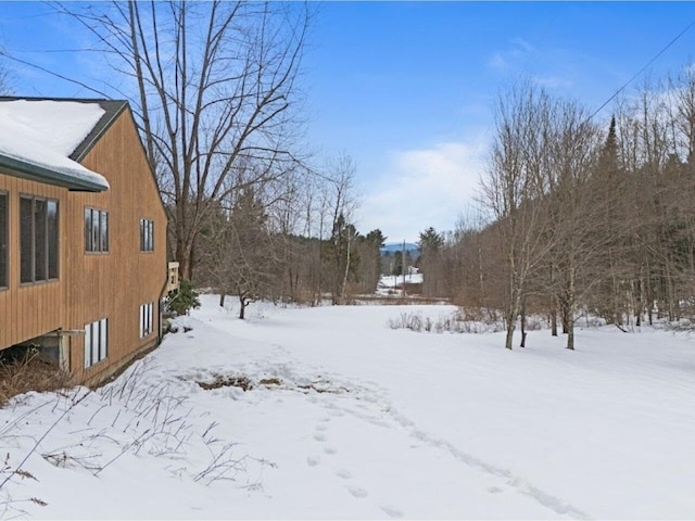 view of yard layered in snow