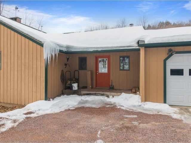 exterior space with a garage