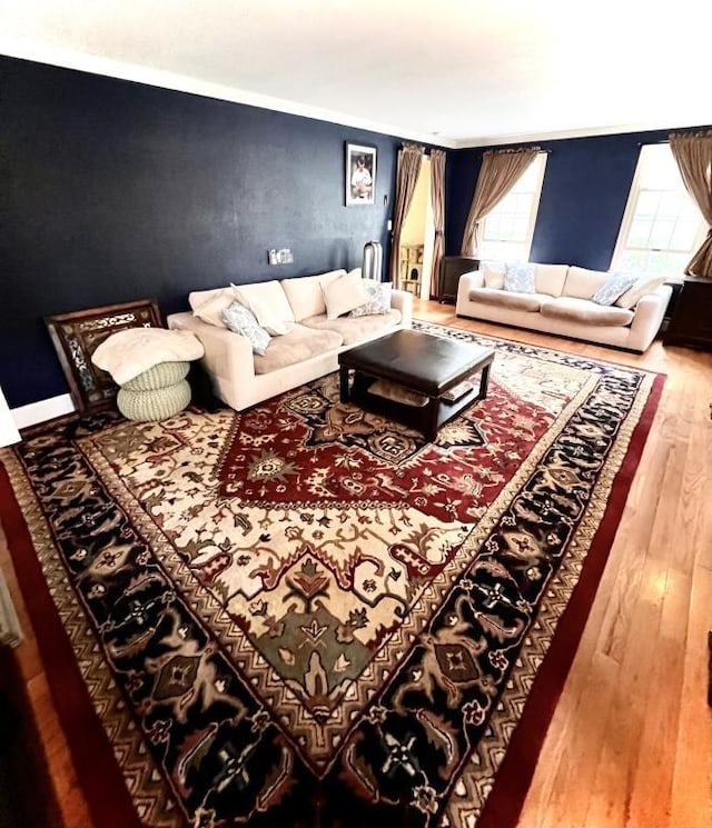 living area with wood finished floors