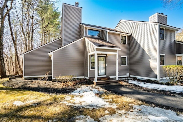 view of front of property with a chimney