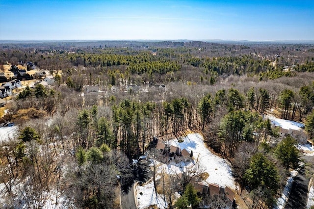 aerial view featuring a forest view