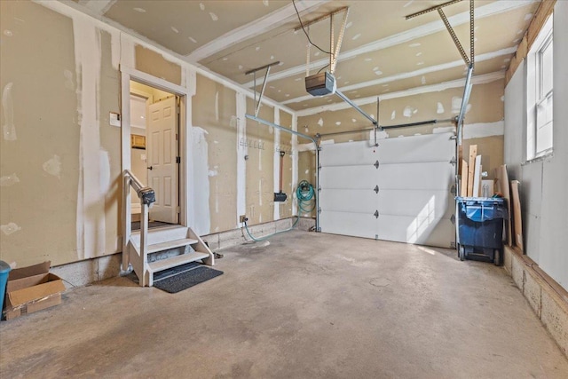 garage with a garage door opener