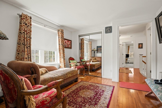 living area with light wood-style floors