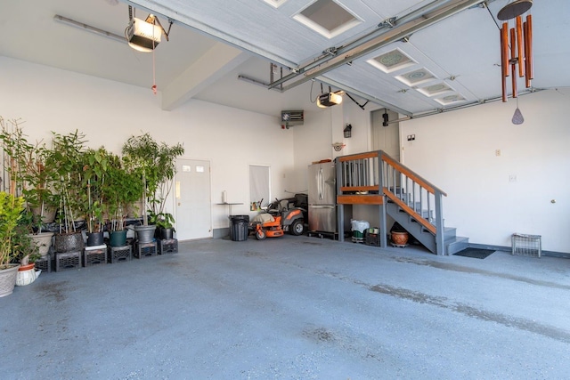 garage with a garage door opener