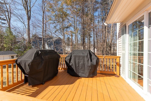 deck featuring grilling area