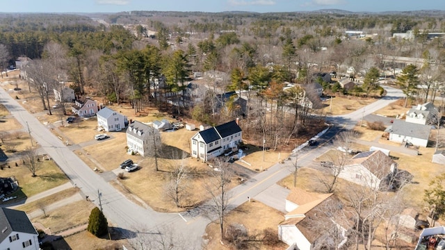 bird's eye view featuring a view of trees