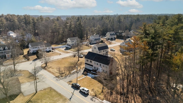 aerial view with a wooded view