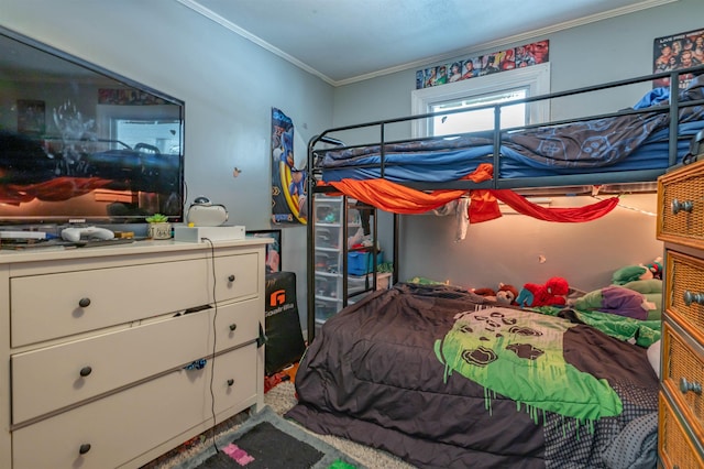 bedroom with ornamental molding