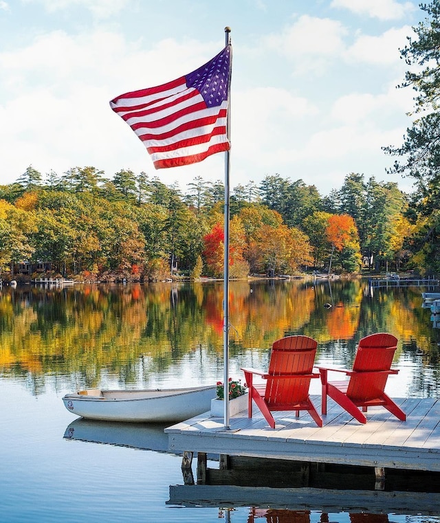 view of dock featuring a water view