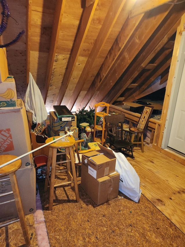 view of unfinished attic