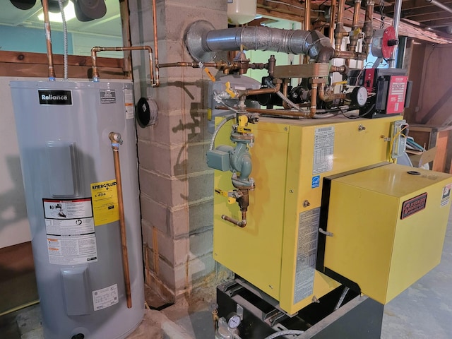 utility room featuring electric water heater