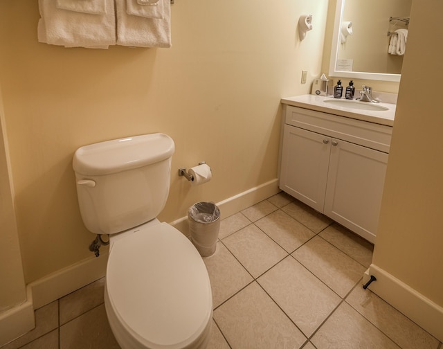 bathroom with tile patterned flooring, toilet, and vanity