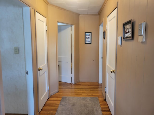 corridor with wood finished floors