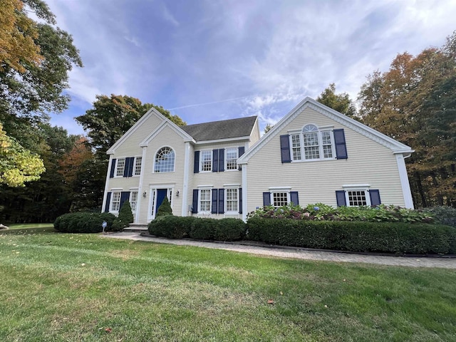 colonial house with a front lawn