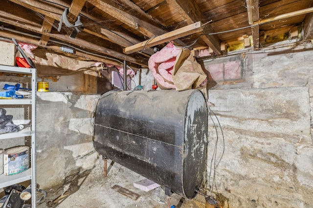 unfinished basement with heating fuel