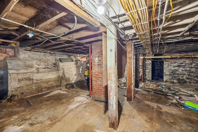 view of unfinished basement