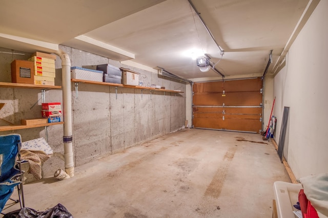 garage with a garage door opener