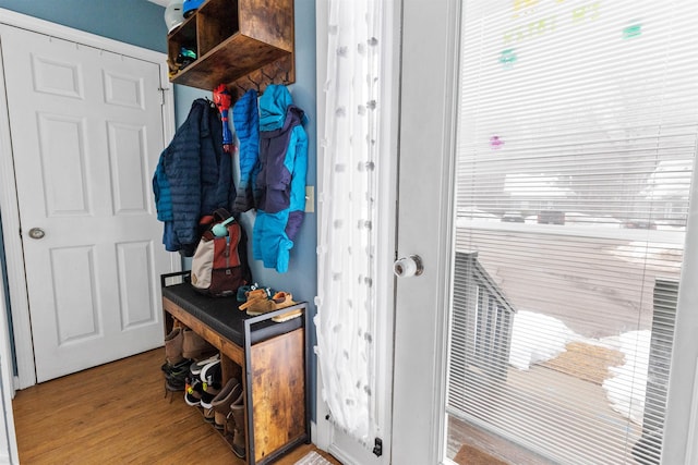 mudroom featuring light wood-style floors