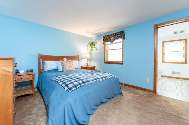 39 Birch Glen Dr, Bennington, NH 03442 - bedroom featuring visible vents, carpet floors, baseboards, and ensuite bath