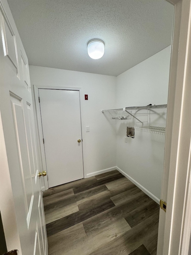 spacious closet with dark wood-style flooring