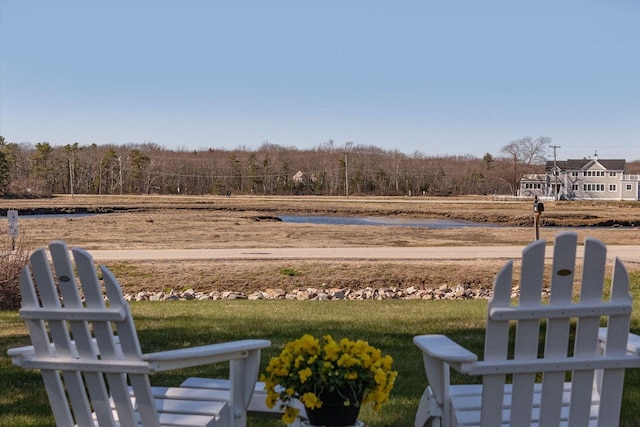 view of yard with a water view