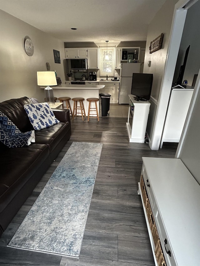 living room featuring dark wood finished floors