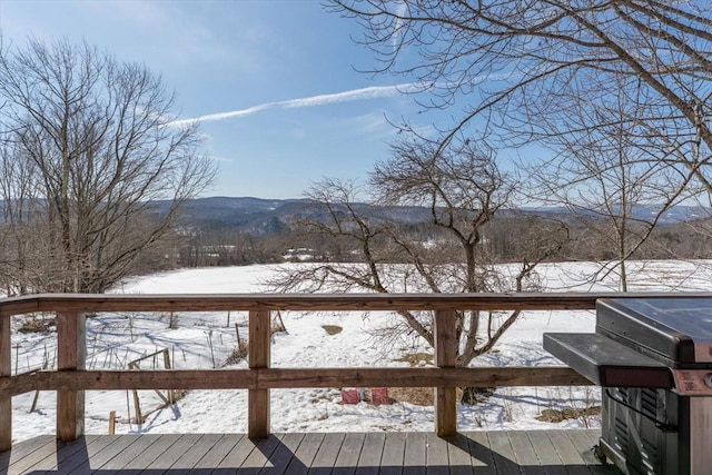 882 Mitchell Rd, Shrewsbury, VT 05738 - snow covered deck with a mountain view